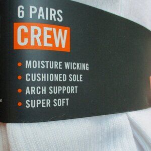 White Crew Socks 6-Pack Men 9-12 Women 10-13 Rack Room Shoes NIP Unisex